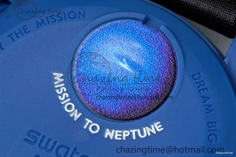 0211 ZipUp Speedmaster Misson To Neptune 1:1 Best Edition Blue Dial On Nylon Strap Quartz 7854